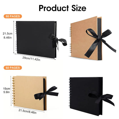 ZK20 80 Sides Black Memory Books DIY Craft Photo Albums Scrapbook Cover Kraft Album For Wedding Anniversary Gifts Memory Books