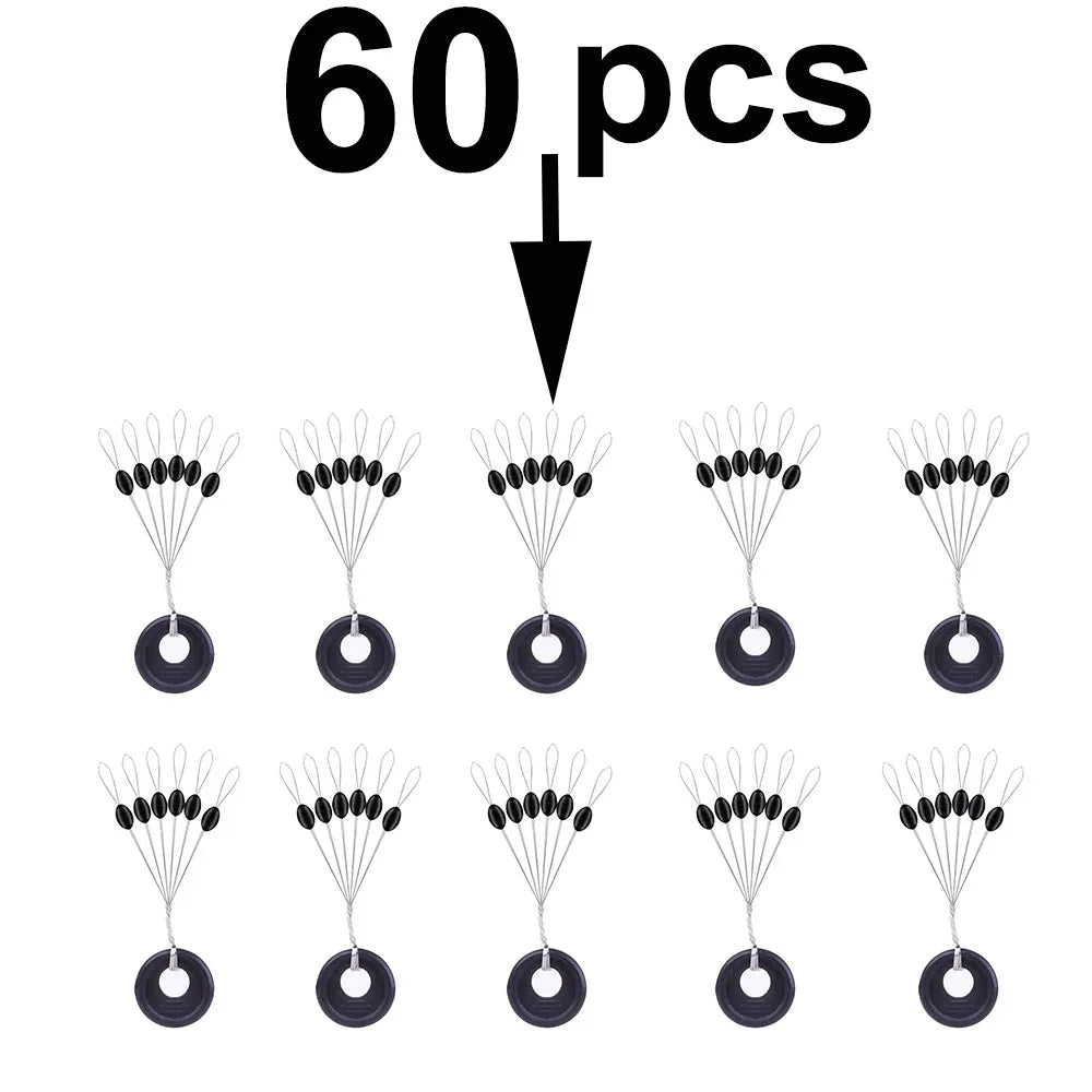 60 pcs 10 Group Rubber Silicon Space Bean Profession Fishing Float Resistance Anti-Strand fishing Line gear Connector Stopper