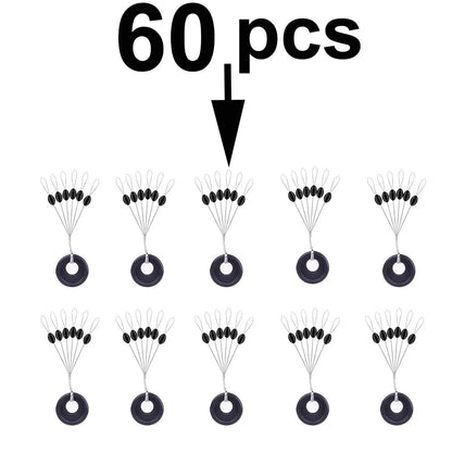 60 pcs 10 Group Rubber Silicon Space Bean Profession Fishing Float Resistance Anti-Strand fishing Line gear Connector Stopper