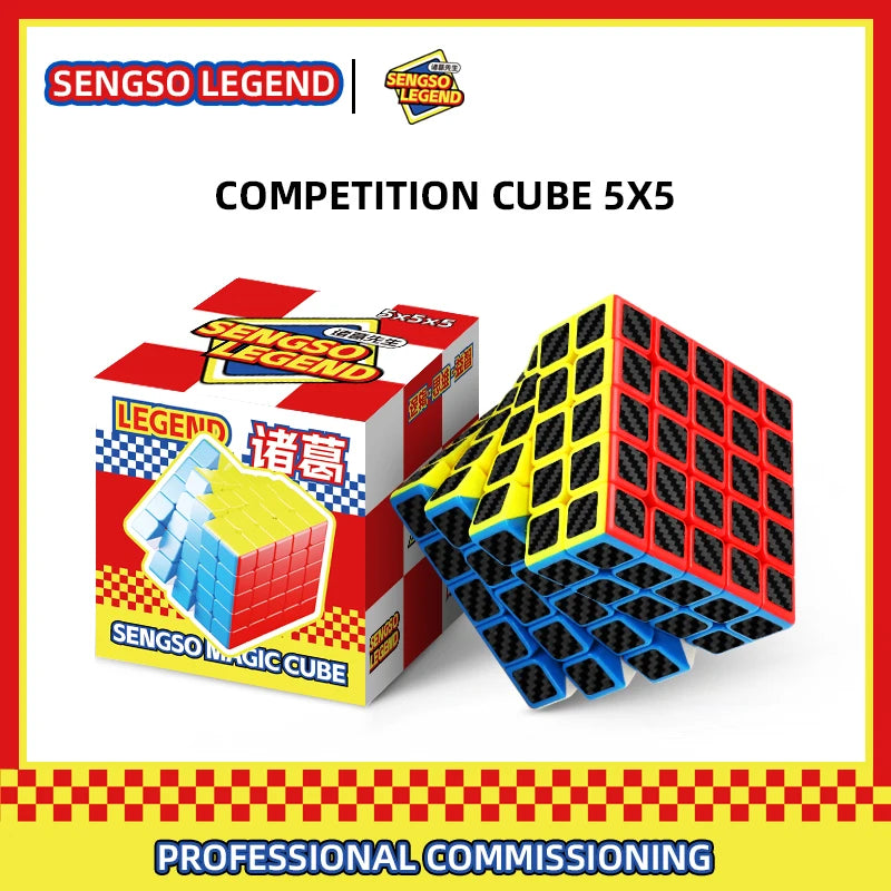 sengso Speed Cube 3x3 | Carbon Fibre Sticker Cube - Turn Smooth Cube Professional Fast Puzzle Cube for Competition Kids & Adults