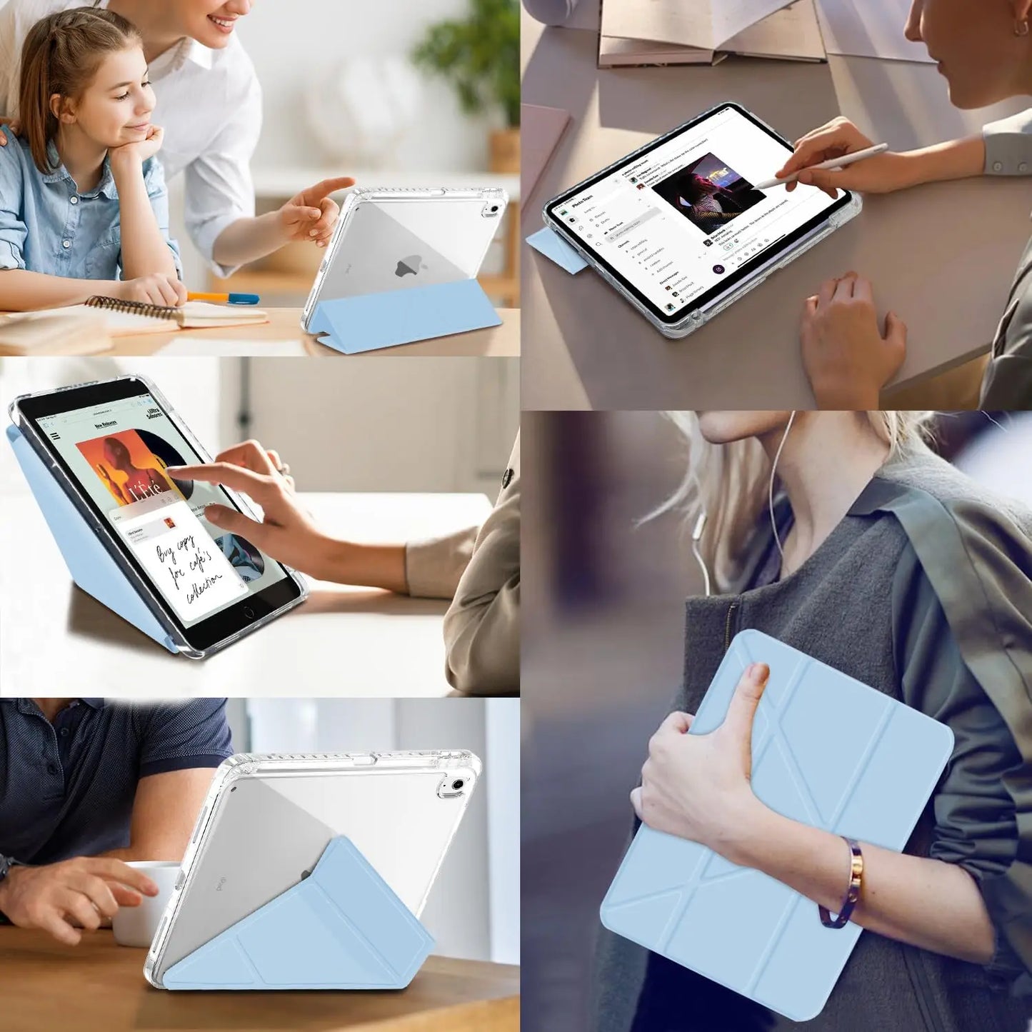 3+Y-fold Flip Clear Cover For iPad Air 4 5 6 7 11 For Air 2 9.7 Pro 11 Mini 6 7 Start Case For 10th 11th Gen 2025 7/8/9 10.2