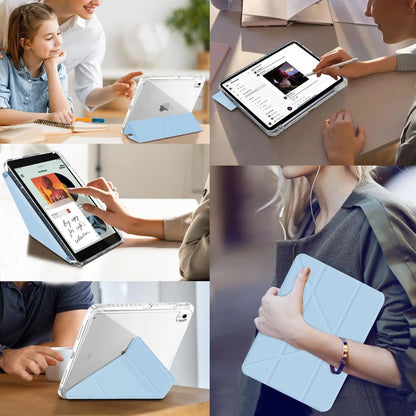 3+Y-fold Flip Clear Cover For iPad Air 4 5 6 7 11 For Air 2 9.7 Pro 11 Mini 6 7 Start Case For 10th 11th Gen 2025 7/8/9 10.2