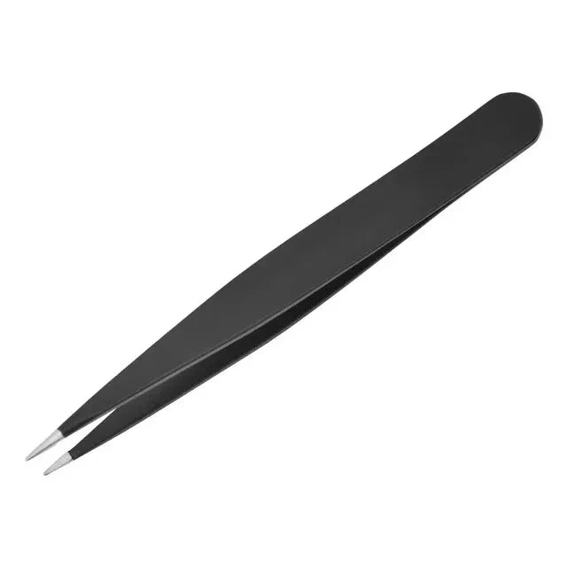 Black Tweezer Set, High Precision Stainless Steel Eyebrow Tweezers for Facial Hair, Inward Growing Hair and Splinter Remover Kit