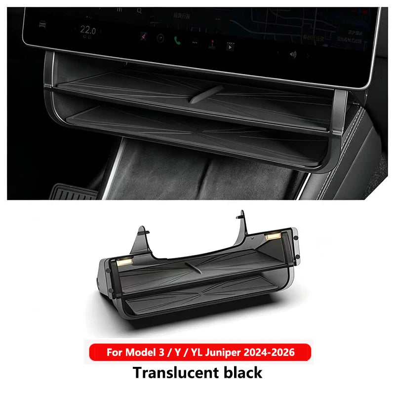Center Console Screen Under Storage Box For Tesla Model 3/Y Juniper 2019-2026 Center Hidden Storage Organizer Tray Accessories