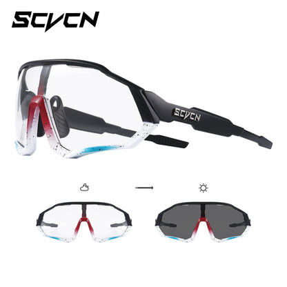 SCVCN Photochromic Cycling Sunglasses Outdoor Sports Running Drving Glasses Road MTB Bicycle Goggles  UV400 Safety Bike Eyewear