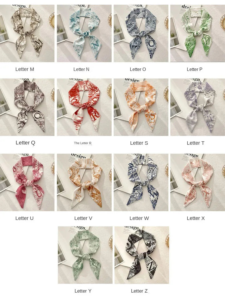 26 Letters Tarot Constellation Bag Scarf Twill Silk Scarves Women New Neckerchief Hair Headbands