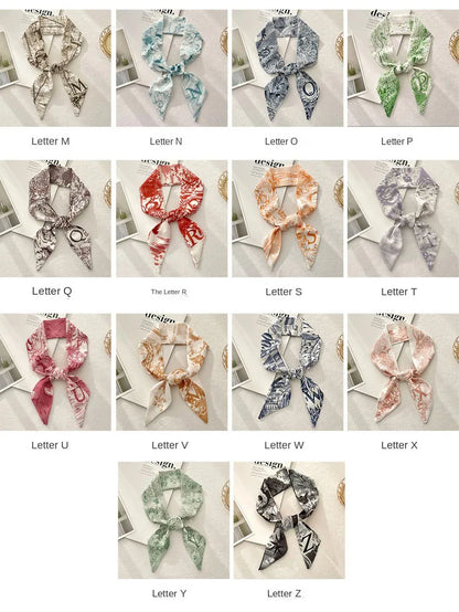26 Letters Tarot Constellation Bag Scarf Twill Silk Scarves Women New Neckerchief Hair Headbands