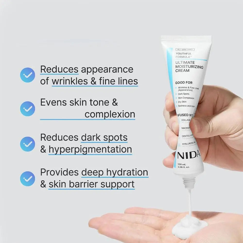 NIDA Ultimate Moisturizing Facial Cream Daily Skin Care Repairing Pores Redness Hyaluronic Acid Wrinkles Spot Korea Skin Care