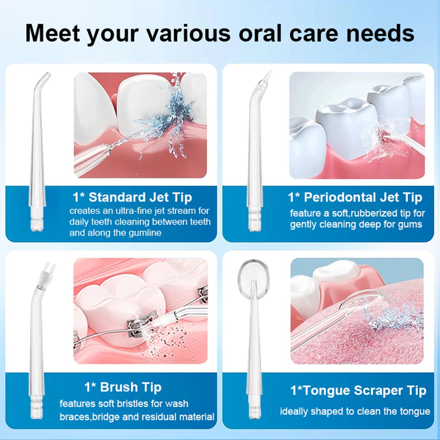 Portable Oral Irrigator 200ML Water Flosser Teeth Whitening 3 Modes Rechargeable Waterproof IP65 Dental Care Jet Floss