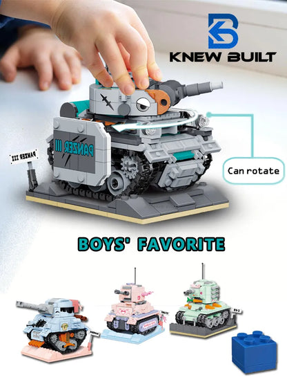 KNEW BUILT Mini Tank Building Blocks Kid Learning Toys Educational Bricks Military Model Construction Set for Children Gift