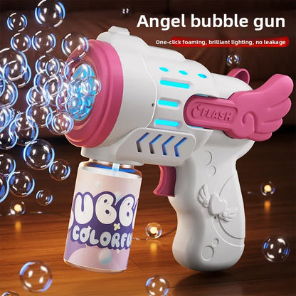 Fully Automatic Bubble Gun Rocket Bubbles Machine Automatic Blower with Bubble Liquid Toy for Kids Beach Outdoor Bubble Gifts