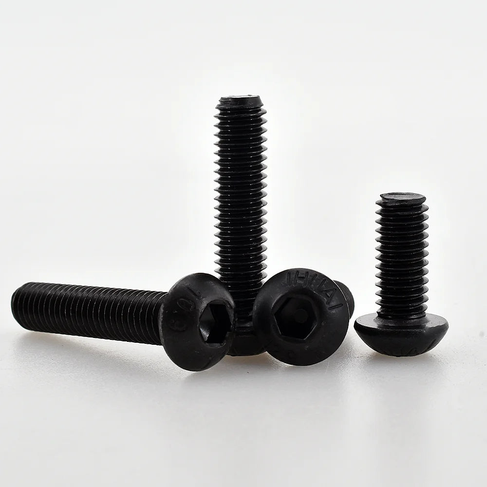 10-200pcs Hexagon Hex Socket Head Screw ISO7380 M2 M2.5 M3 M4 M5 M6 M8 Black Grade 10.9 Steel Button Head Allen Bolt Screws