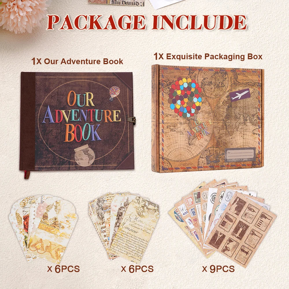 Our Adventure Book 146 Page Diy Handmade Photo Album Scrapbook Retro Kraft Album Anniversary Wedding Memory Valentine's Day Gift