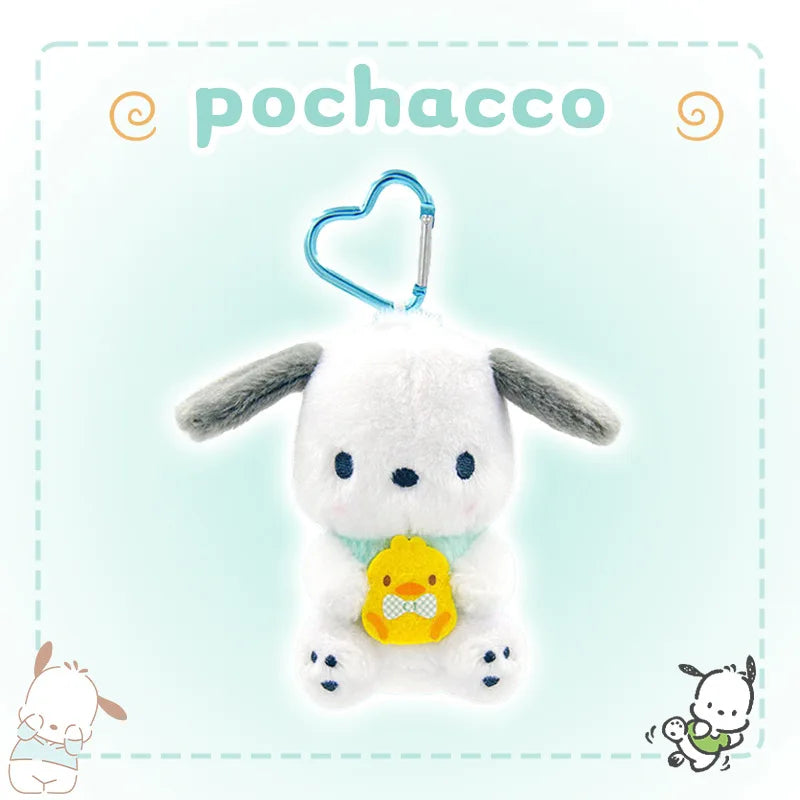 Genuine Sanrio Hello Kitty Kuromi Melody Pachacoo Cinnamoroll Stuffed Toy Pendant Cute Plush Toys Keyring Keychain Birthday Gift