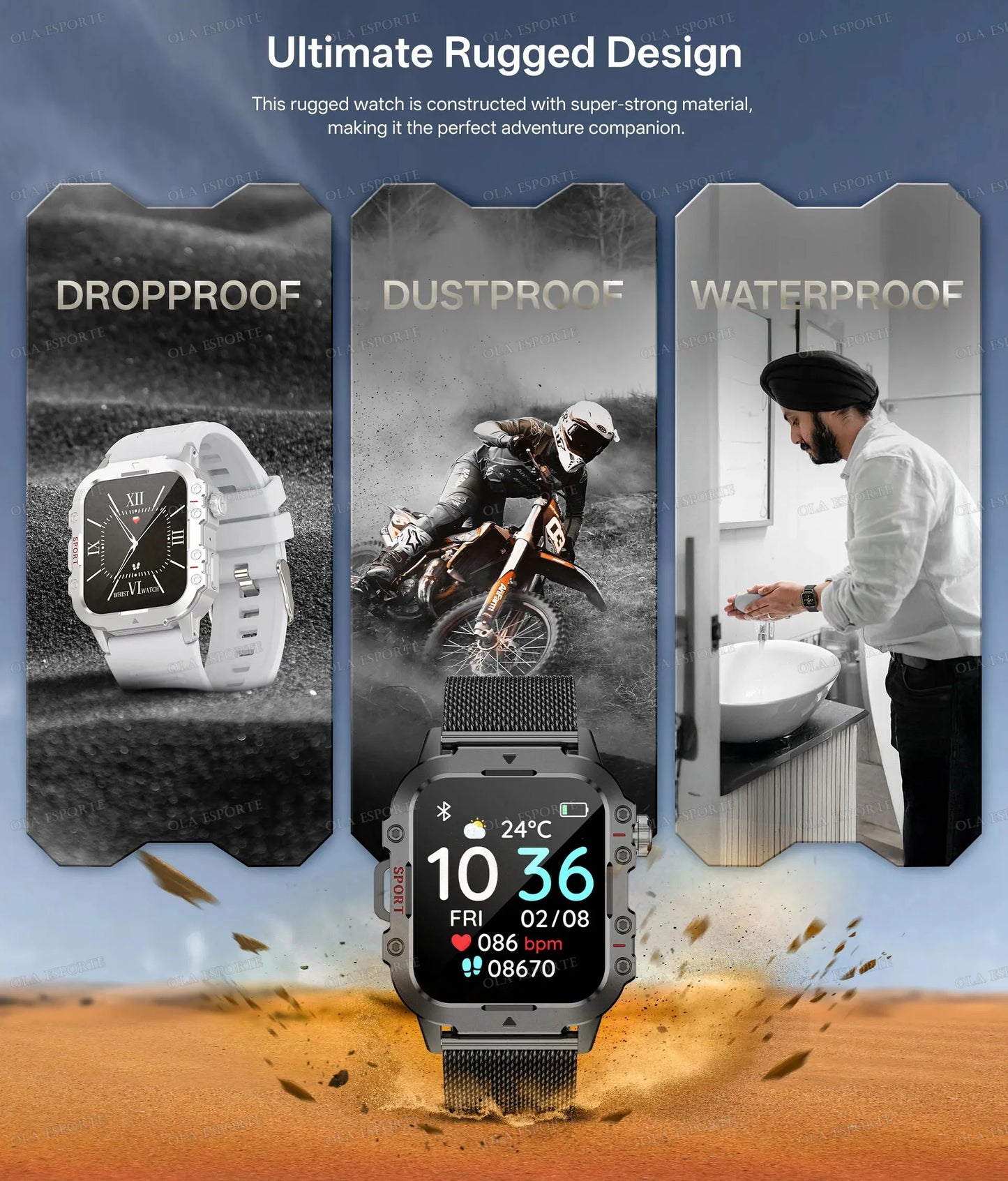 2025 New Military Smart Watch Men IP67 3ATM Waterproof Outdoor Sports Fitness Tracker Health Monitor 1.44Inch BT Call Smartwatch