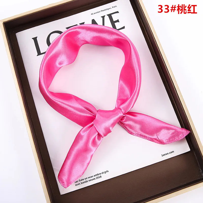 New Solid 60x60cm Square Scarf Single Imitation Silk Bright Light And Satin Performance Scarves Party Gift