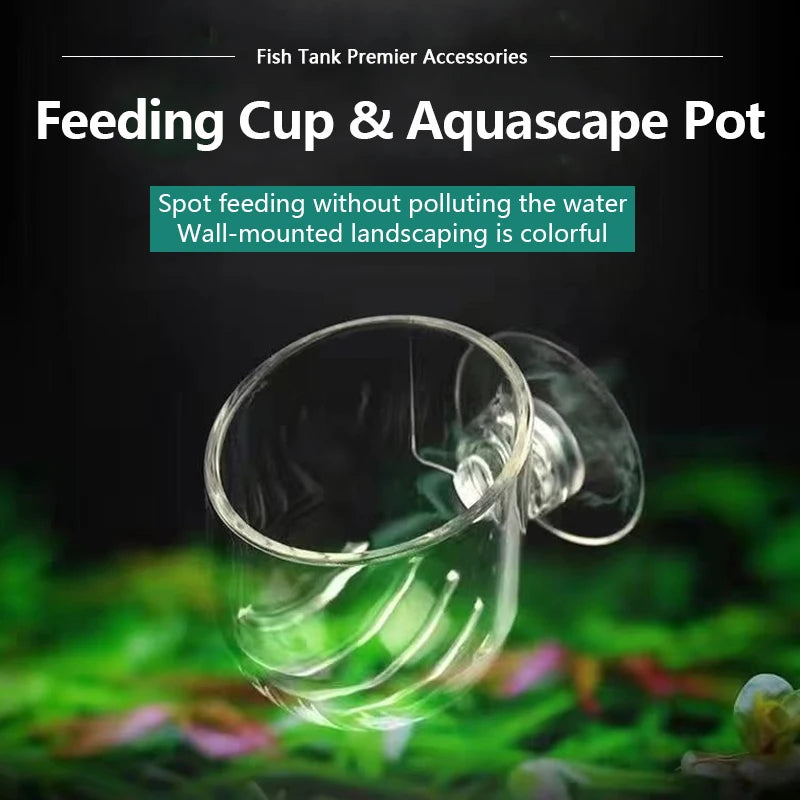 1pc Aquarium Decorations Plant Cup Pot Acrylic Aquatic Plant Cup with Suction Holder Planting Cylinder Cup Aquarium accessories