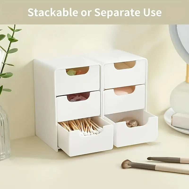 Chic 3-Tier Desk Organizer with Drawers - Ideal for Office Supplies, Jewelry & Cosmetics Storage - Portable Divider Box