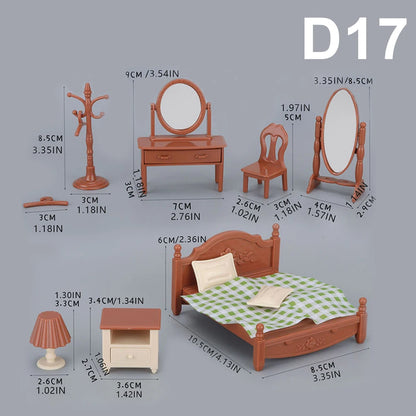 1:12 Miniature Furniture Forest Family Kitchen Toy Dining Table Dollhouse Accessories Bathroom Pretend Play For Girl Gifts Toys