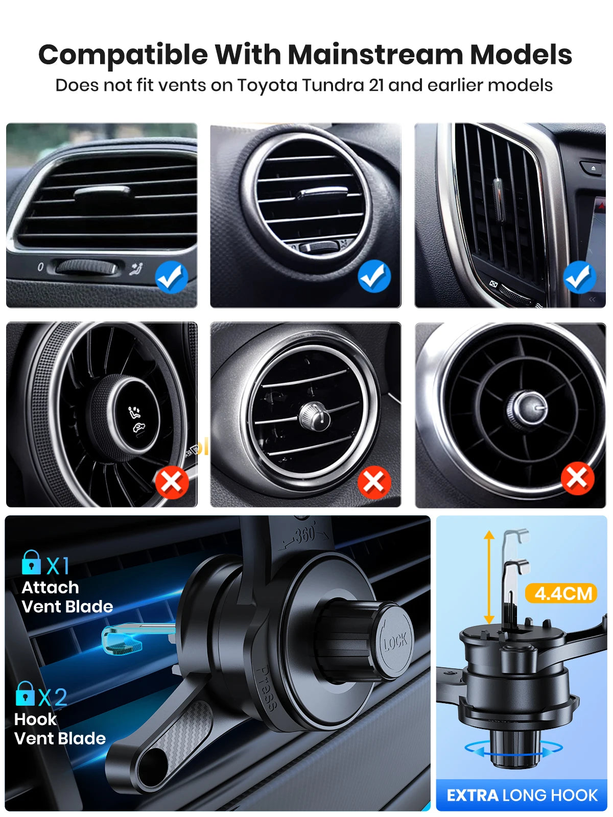 TOPK Magnetic Car Phone Holder for Magsafe Phone Mount ,Air Vent Car Phone Holder,Car Cradle for iPhone 15/14/13/12 Series