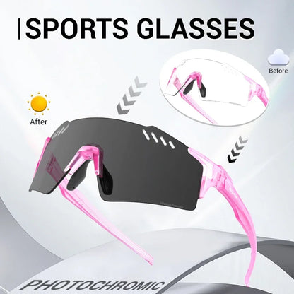 SCVCN Red Photochromic UV400 Sunglasses Cycling Glasses Sports for Men Mountain Bike Road Bicycle Eyewear Fashion Goggles MTB