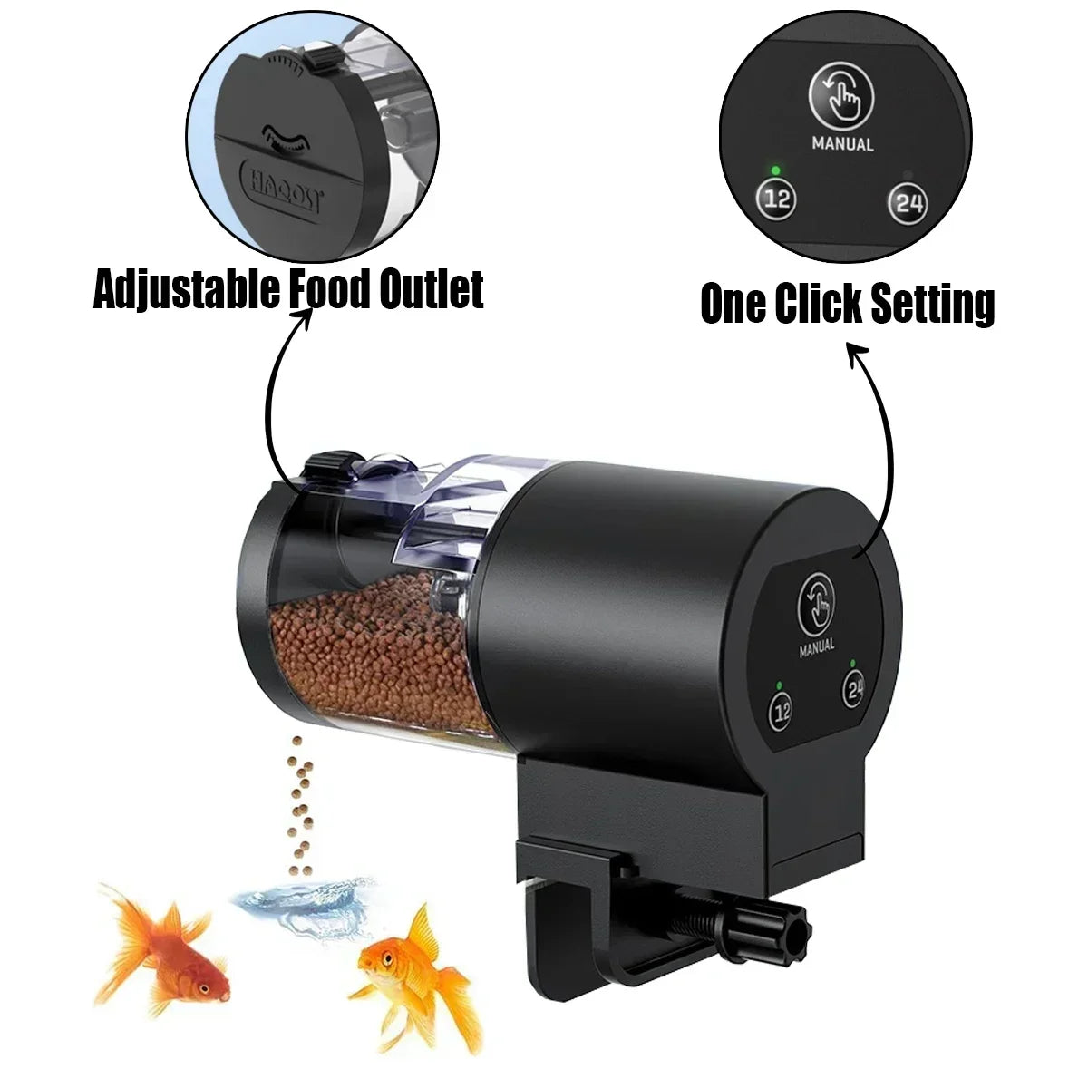 100ml Digital Automatic Fish Feeder Programmable Aquarium Food Dispenser with Timer IP66 Waterproof for Pond Turtle Tanks