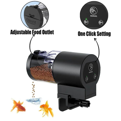 100ml Digital Automatic Fish Feeder Programmable Aquarium Food Dispenser with Timer IP66 Waterproof for Pond Turtle Tanks