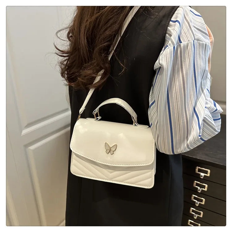 Lucky butterfly bag women's new fashion solid color simple texture trend beautiful casual shoulder messenger bag portable small