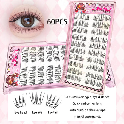 [ACENo need for glue False Eyelash] 60 Cluster Comfort Lash Extension Kit Natural Manga False Eyelash Beginners