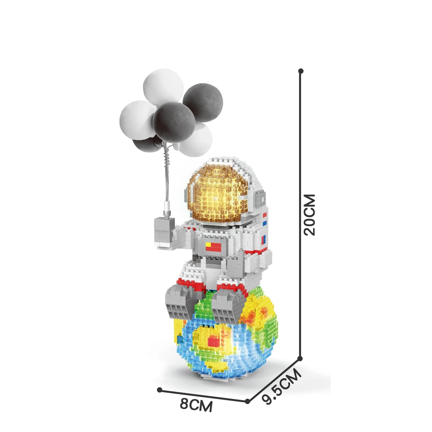Knew built Luminous Astronaut Moon Micro brick Building Blocks Set Educational Toys LED Light Technology Bricks for Adults