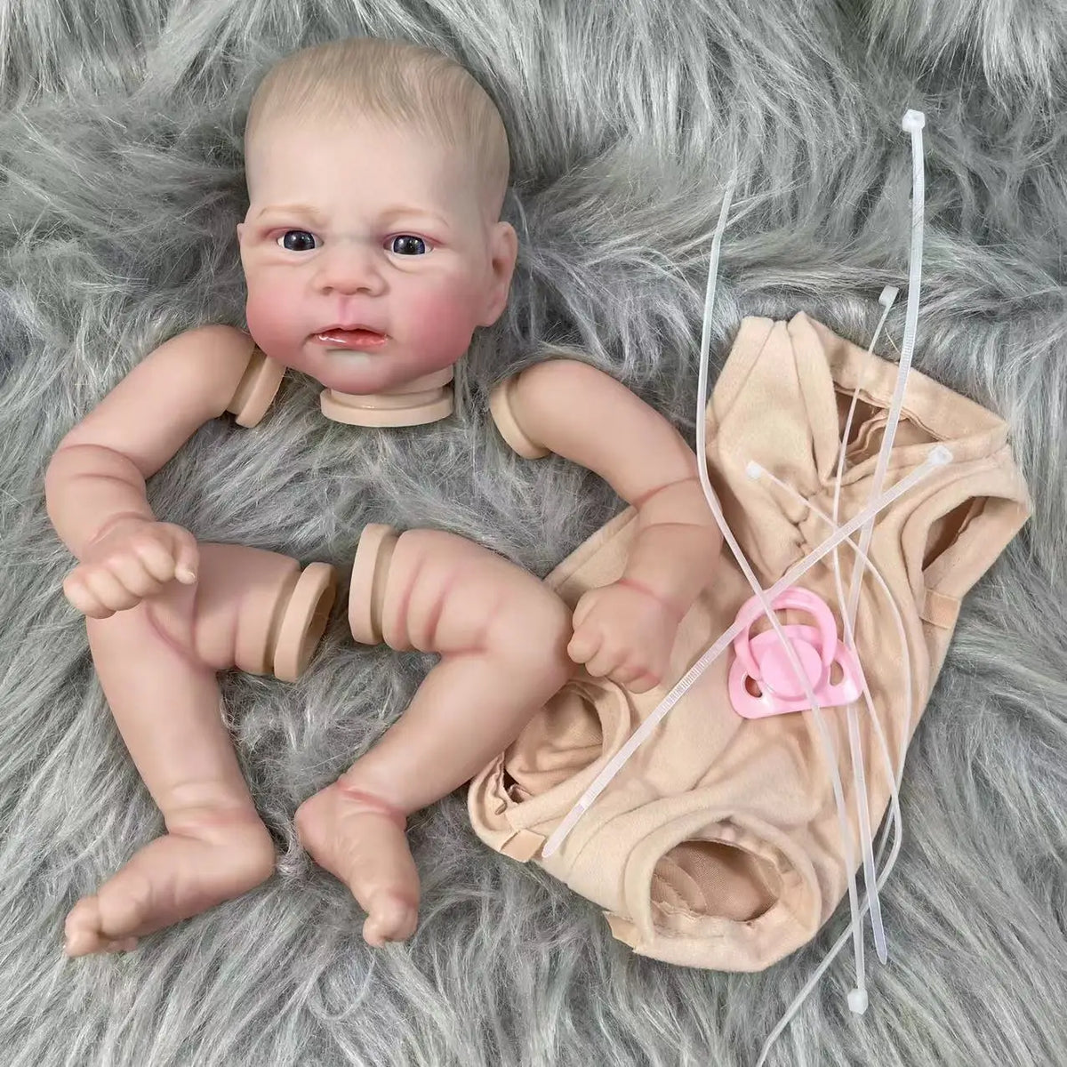 17 Inch Painted Vinyl Reborn Doll Kit Elijah Hand-painted Hair Unassembled Reborn Baby Doll Parts With Cloth Body