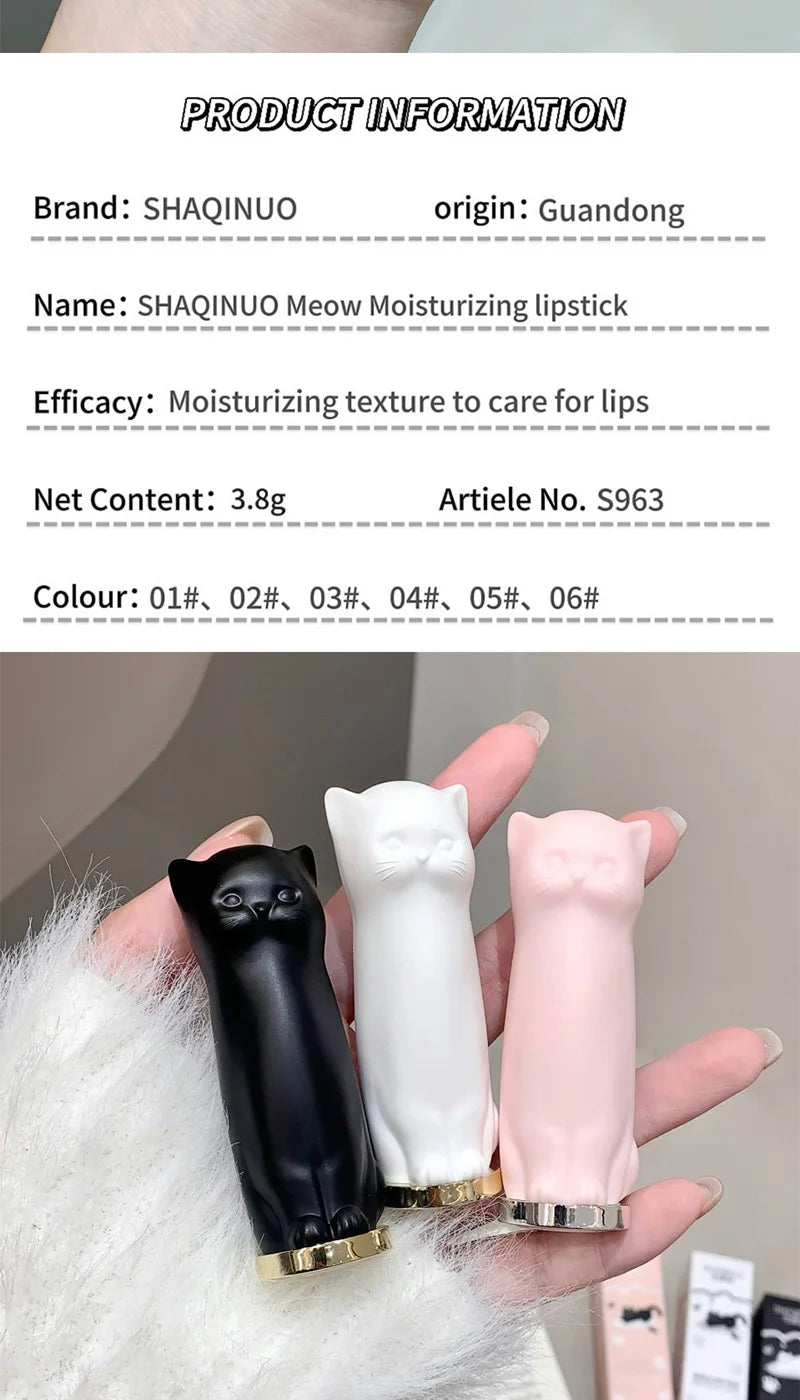 SHAQINUO Meowoqinqin Moisturizing Color Lip Balm, anti-dryness and crack fade lip lines Student Moisturizing lipstick