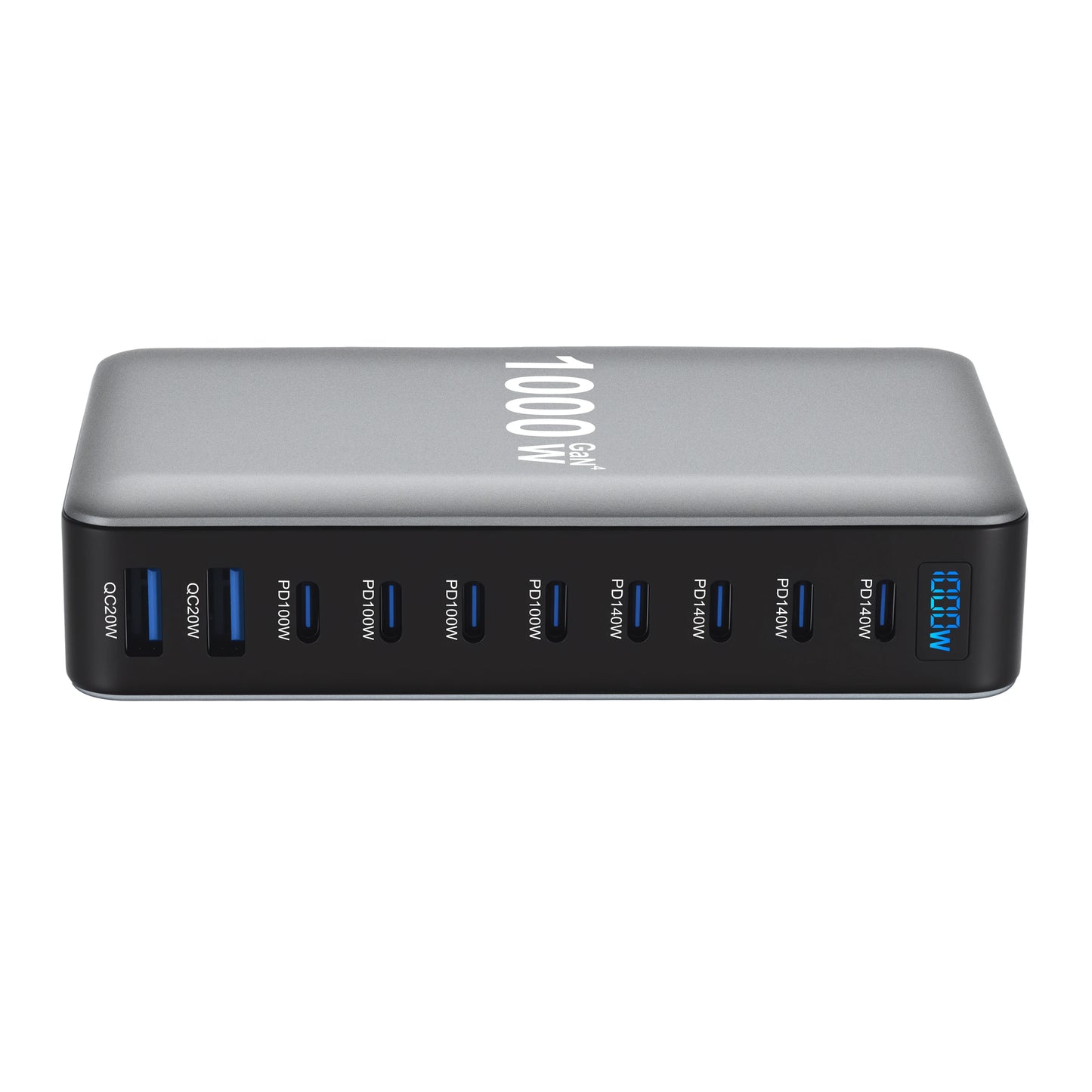 1000W 10-Port GaN Desktop Adapter 140W PD Fast Charging for MacBook Pro Laptop, 100W for Phone Tablet, Multi Port USB Hub Statio