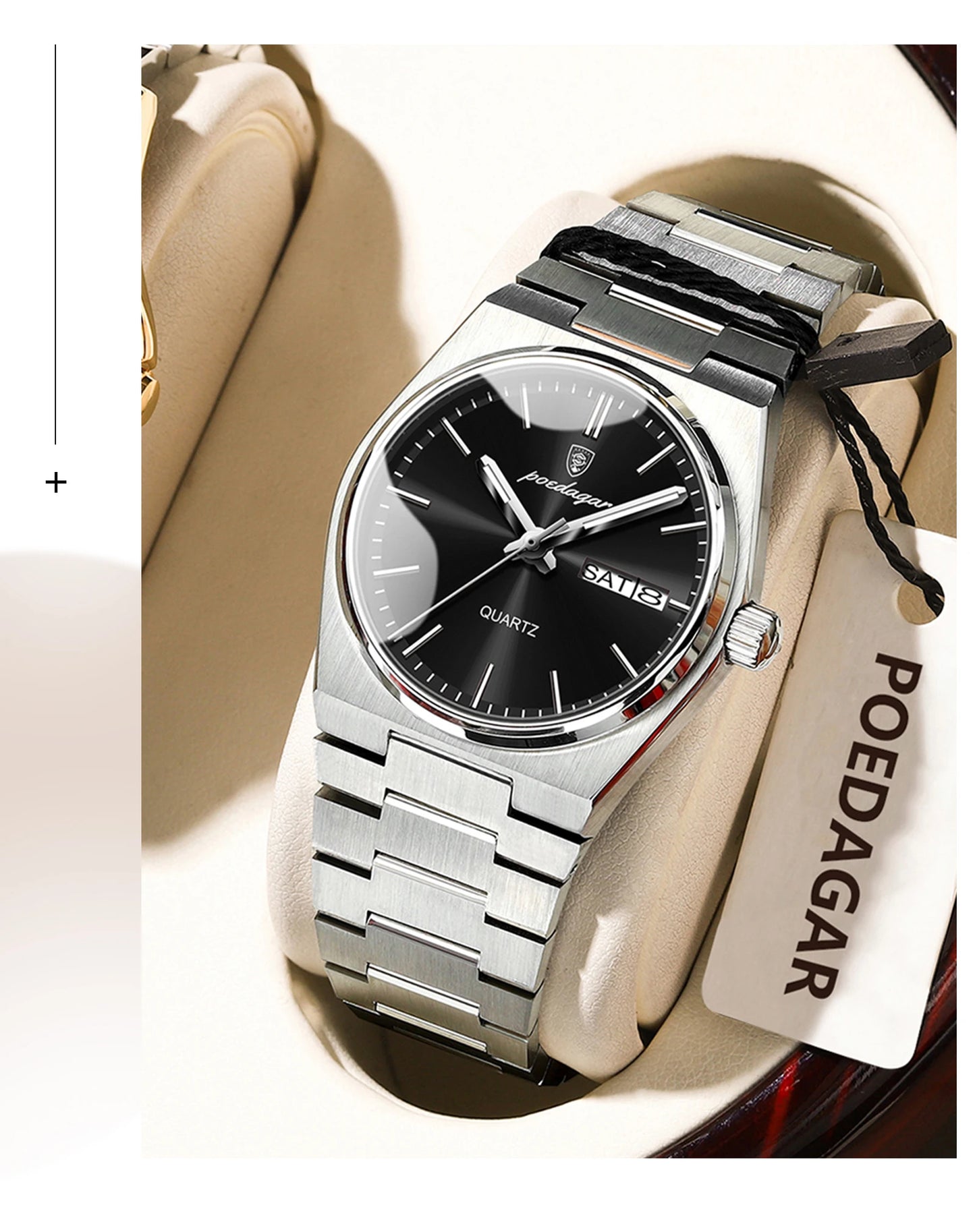 POEDAGAR Elegant Woman's Watch Date Week Waterproof Luminous Ladies Clock Quartz Stainless Steel Fashion Watches For Women Reloj
