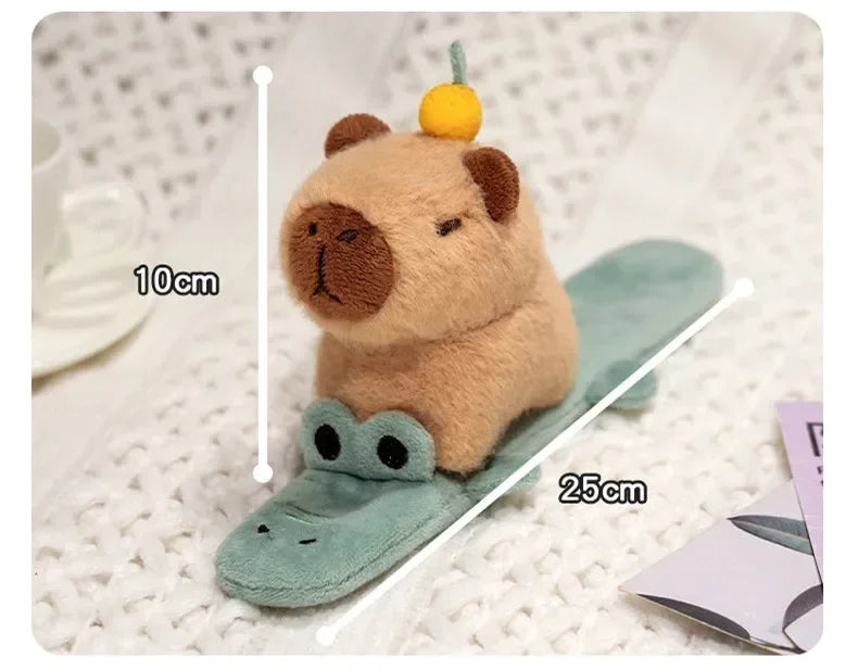 Capybara Slap Snap Wrap Capibara Plushie Wristband Bracelet Kawaii Cute Dog Cat Plush Toy Hand Ring Creative Funny Gift