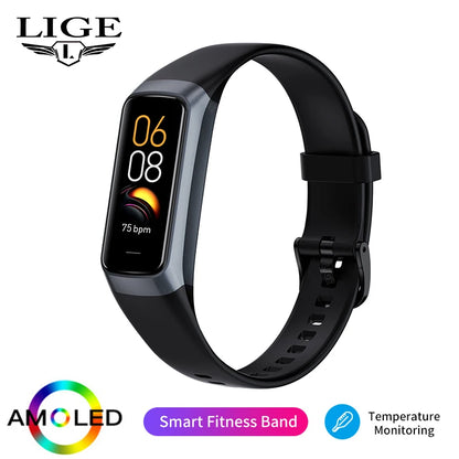 LIGE Amoled Smart Watch Men Smart Band Women Heart Rate Blood Smartwartch Waterproof Smart Bracelet Sport Fitness Tracker 2026
