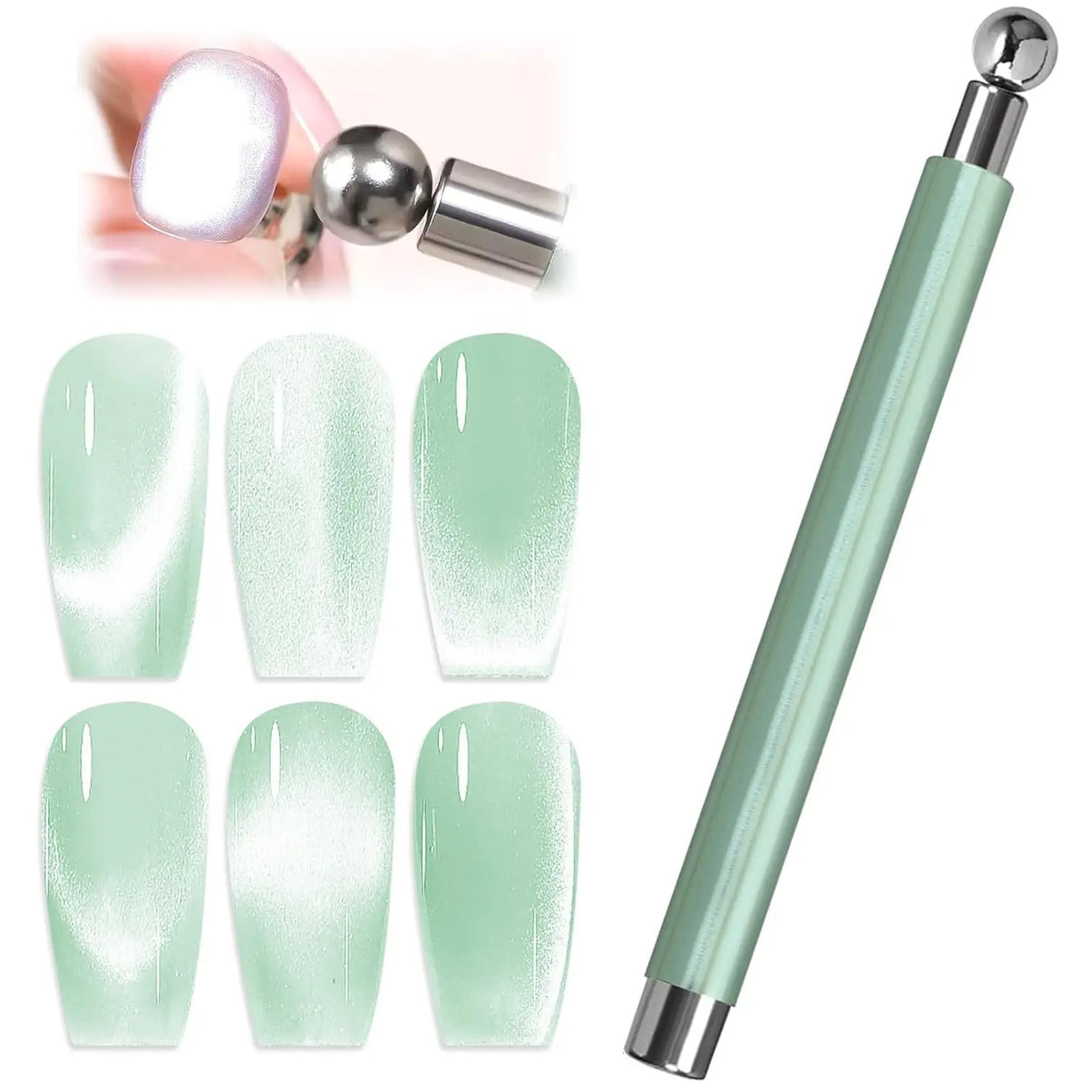 LINMANDA 3 In 1 Dual Headed Cat Eye Nail Art Magnetic Stick Multifunctional Nail Art Magnet Design Tool Suitable for Home DIY