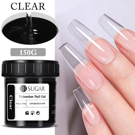 UR SUGAR 150g Transparent Nail Extension Gel Jelly White Light Pink Acrylic French Nail Art UV LED Gel Semi Permanent Manicure