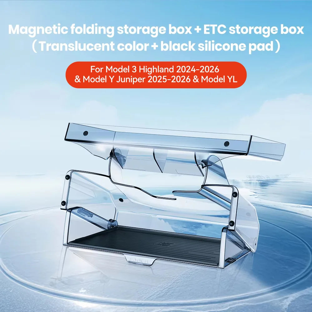 YZ For New Tesla Highland Model 3 Y Juniper Tray Magnetic Under Screen Fold Storage Box ETC Screen Storage Box Accessories