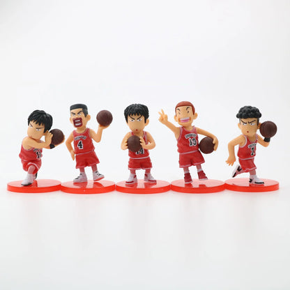 Slam Dunk Q Edition Five Piece Set Sakuragi Hanamichi Ryukawa Maple Shobei Basketball Team Doll Handmade Ornament Car Decoration