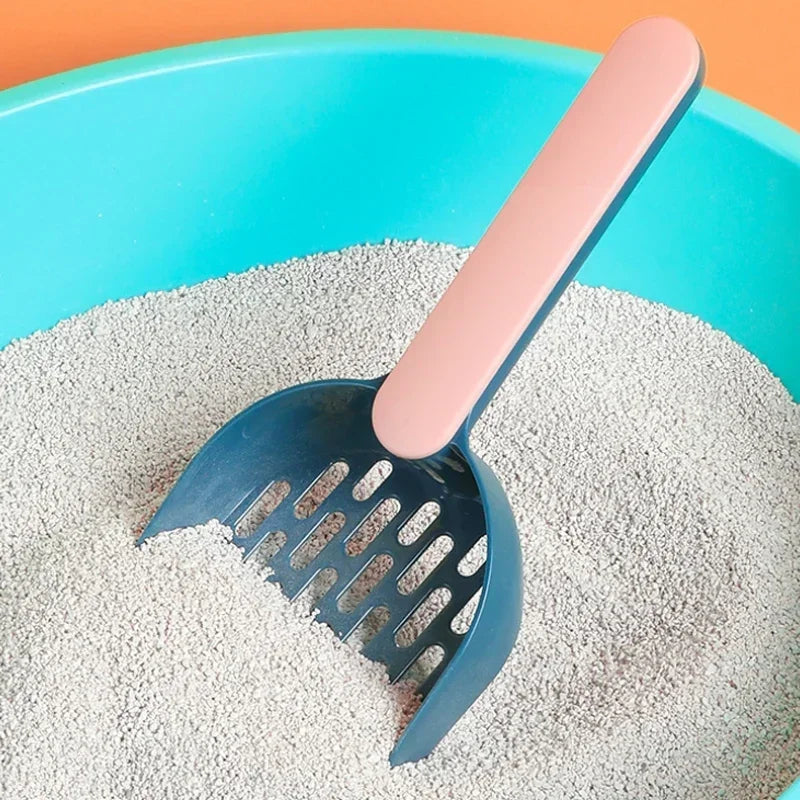 Cat Litter Scoop Set with Base Long Handle Clashing Cat Poop Tool High-Grade ABS Plastic Durable Kitten Toilet Cleaning Tool Pet