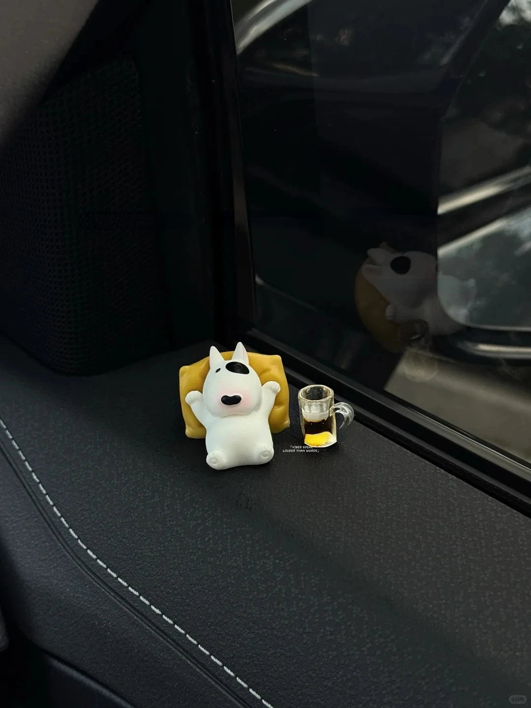 Bull Terrier Universal Car Accessories Interior Adorable Dashboard Figurine with Relaxed Pose Ornament for Tesla BMW Hyundai KIA