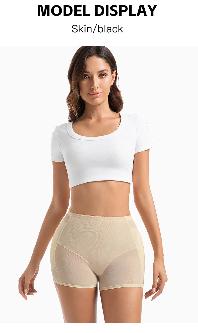 Women 4-Pad Butt Lifter Panties High Waist Tummy Control Shapewear Hip Enhancer Mesh Briefs Belly Slimming Body Shaper Shorts