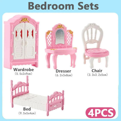 Hot Sale Cute Kawaii Pink 10 Items/Lot Miniature Dollhouse Furniture Accessory Kids Toys Kitchen Cooking Things For Girl Gifts