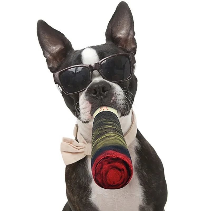 Funny Interactive Cigar Design Plush Dog Toy Squeaky Chew Toy for Teeth Grinding