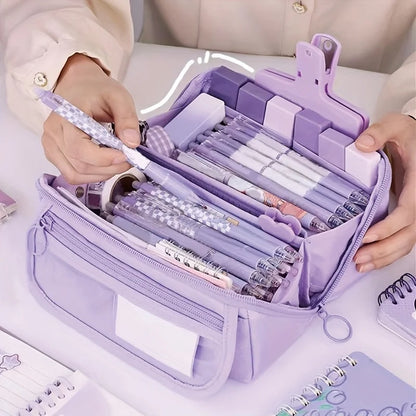1pc large capacity learning pencil case with multifunctional desktop organization and storage stationery box for boys and girls