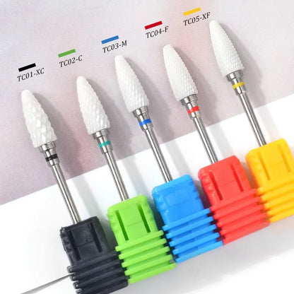 1/5pcs Ceramic Nail Drill Bits Milling Cutter Nail Files Grinding Head Electric Pedicure Manicure Polish Cuticle Clean Nail Tool