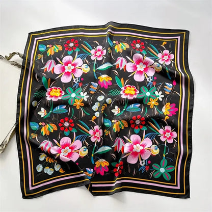 Luxury Print imitation Silk Square Scarf Women Spring Neck Tie Shawl Wraps Female Hair Hand Wrist Headkercheif Hijab Bandana