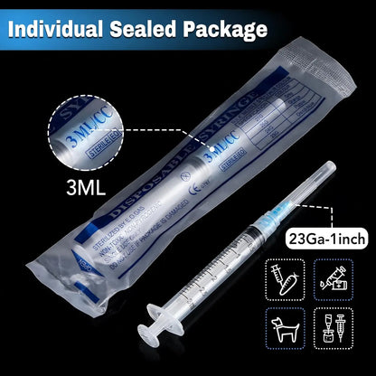3ml Disposable Luer Lock Syringe, Suitable for Pets and Farm Animals, Industrial Use, Laboratory Dispensing, and Manual Applications