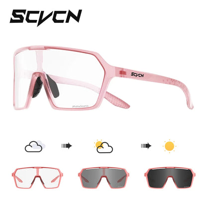 SCVCN Photochromic Cycling Sunglasses Outdoor Cycling Road Mountain Bike Glasses Men and Women Casual Hiking Windproof Glasses